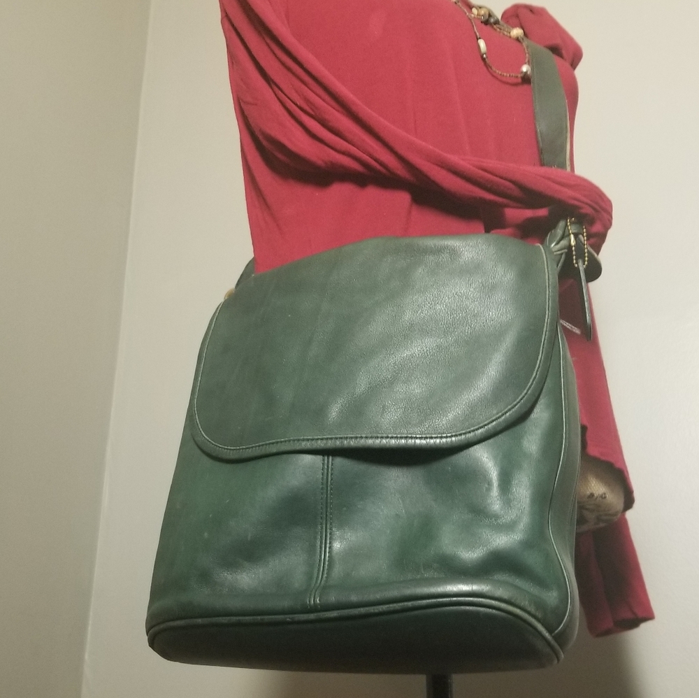 Vint. COACH Whitney RARE Hunter Green  Leather Bag